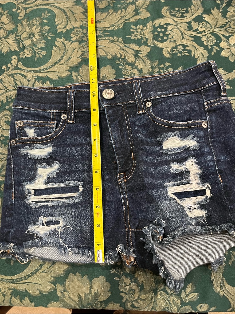 Distressed Dark Wash Denim Mini Shorts by American Eagle
